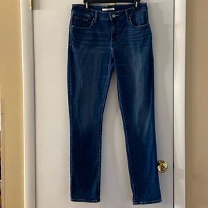 Levis Jeans Size 12 Straight Leg Stretch Denim Dark Blue Mid Rise